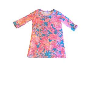 Lilly Pulitzer Girls Dress L (8-10) Bright‎ Floral 3/4 Sleeve Summer Hamptons